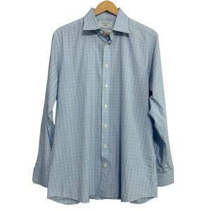 Charles Tyrwhitt Jermyn Street London Blue Plaid Button Down Dress Shirt 16.5/36